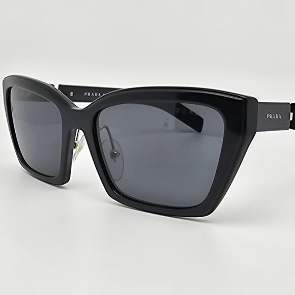 Prada SPR 14X 1AB-5S0 Black Frame Dark Grey Lens Sunglasses Italy 56-18-145 - Picture 1 of 12